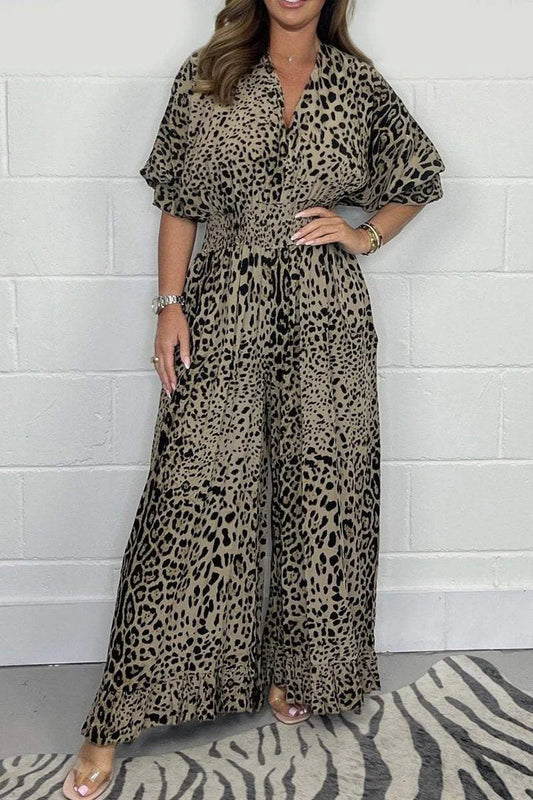 👗leopard drucken lässigen losen Overall