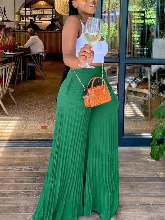 🔥2024 Summer OutfitsPlus🌊Women's Pocket Pleated Wide Leg Pants