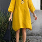 💕 Free Shipping💕Casual solid color cotton and linen dress