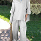 Loose Casual Shirt And Trousers Cotton And Linen Two-Piece Suit