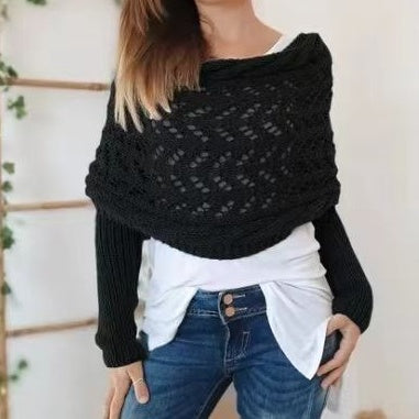 💝Geschenkidee: Heißer Verkauf 49% RABATT 🔥 Damen Strick Cut-Out Schulterponcho Wickel